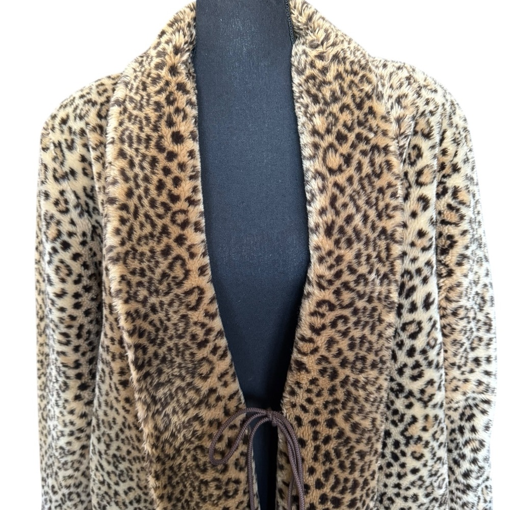 Vintage Leopard Faux Fur Coat S Martin Richards Y2K Mob Wife Glam Jacket - Picture 3 of 12